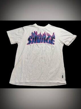 Men’s White Black Pike T-Shirt with “Savage” embroidered logo
